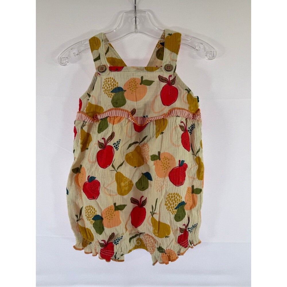 Mud Pie Fruit Baby Romper NWT Size 9-12mo. Multicolor Fruit Print